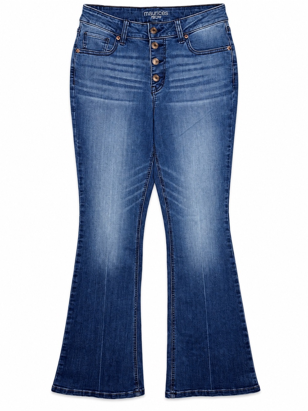 Maurices High Rise Flare Jeans Women’s 10 Regular Button Fly Stretch Denim